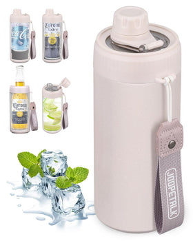 JOOPETALK universal can cooler lid in pearlescent pink with spill-safe design for on-the-go use