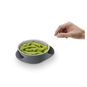 Joseph Joseph Double Dish grey bowl with two-in-one design saves space.