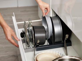 Joseph Joseph DrawerStore wire dividers keep cookware neat and adjustable space