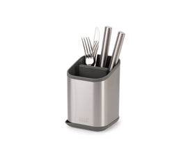 Joseph Joseph Duo knife-slot drainer enables safe blade drainage and compact counter organization.