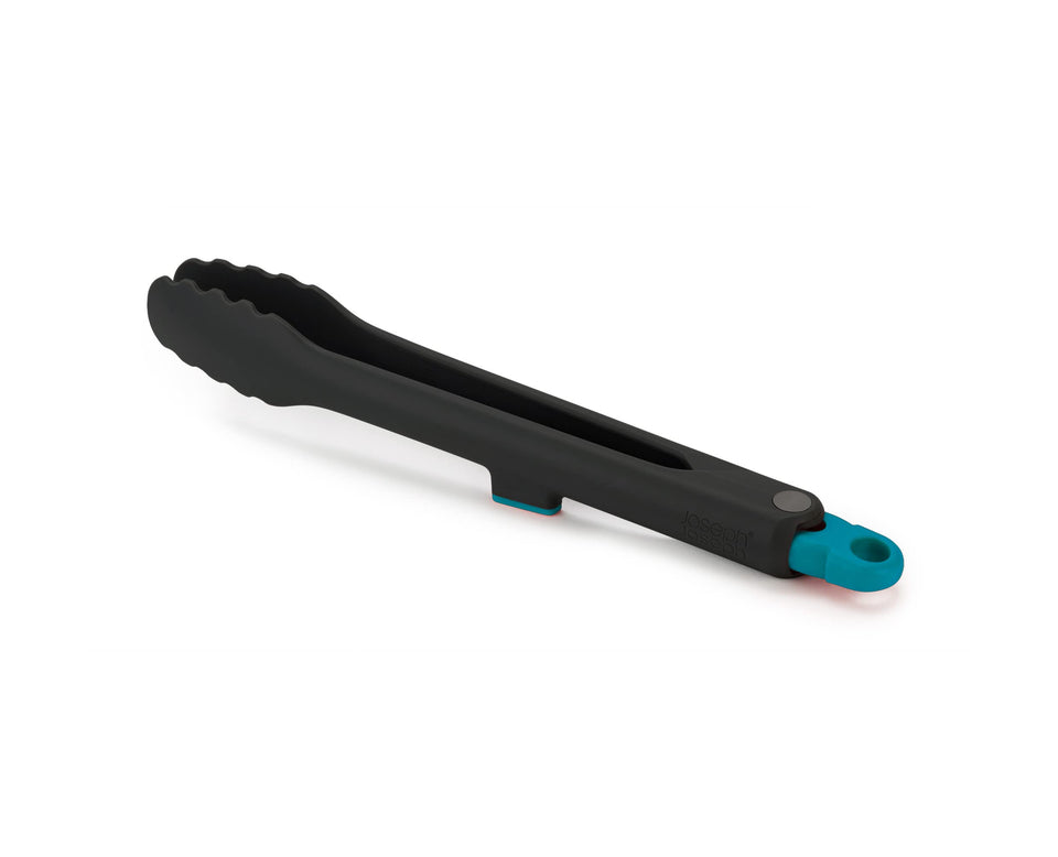 Joseph Joseph Duo Lockable Tongs handle close-up with secure lock and ergonomic grip.