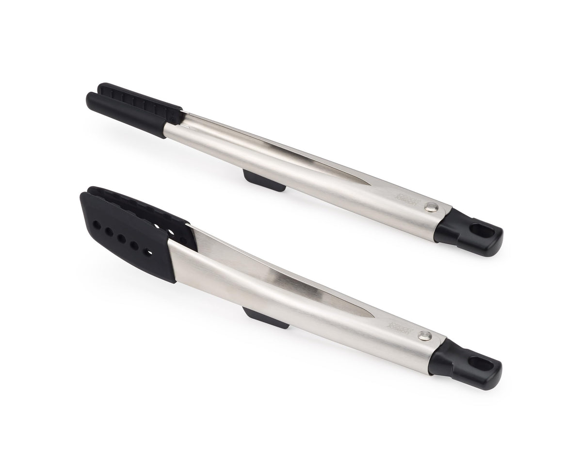 Joseph Joseph Elevate Fusion tongs with precision tips for delicate foods and hygienic rests.