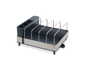 Joseph Joseph Extend Max Steel rack showing spacious capacity for plates and bowls.
