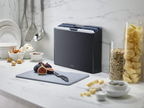 Joseph Joseph Folio boards measure 24x34 cm for versatile prep tasks.