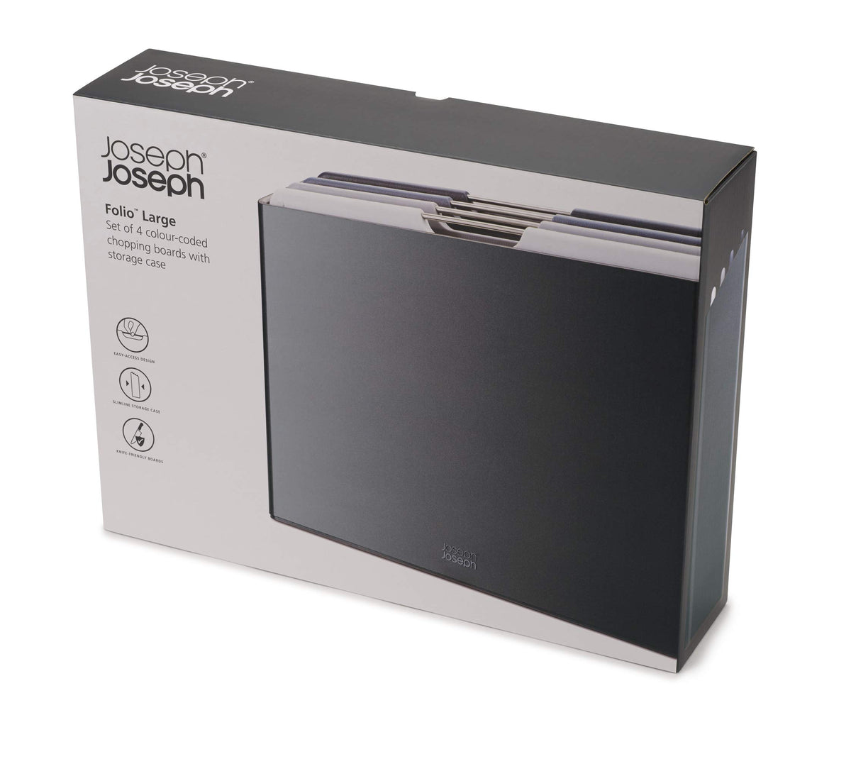 Joseph Joseph Folio color-coded boards aid quick, safe meal prep.