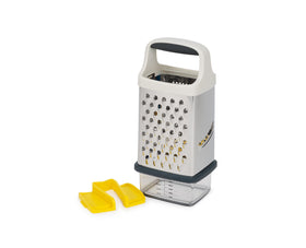 Joseph Joseph Multi-Grip Box Grater in full setup for versatile shredding and slicing