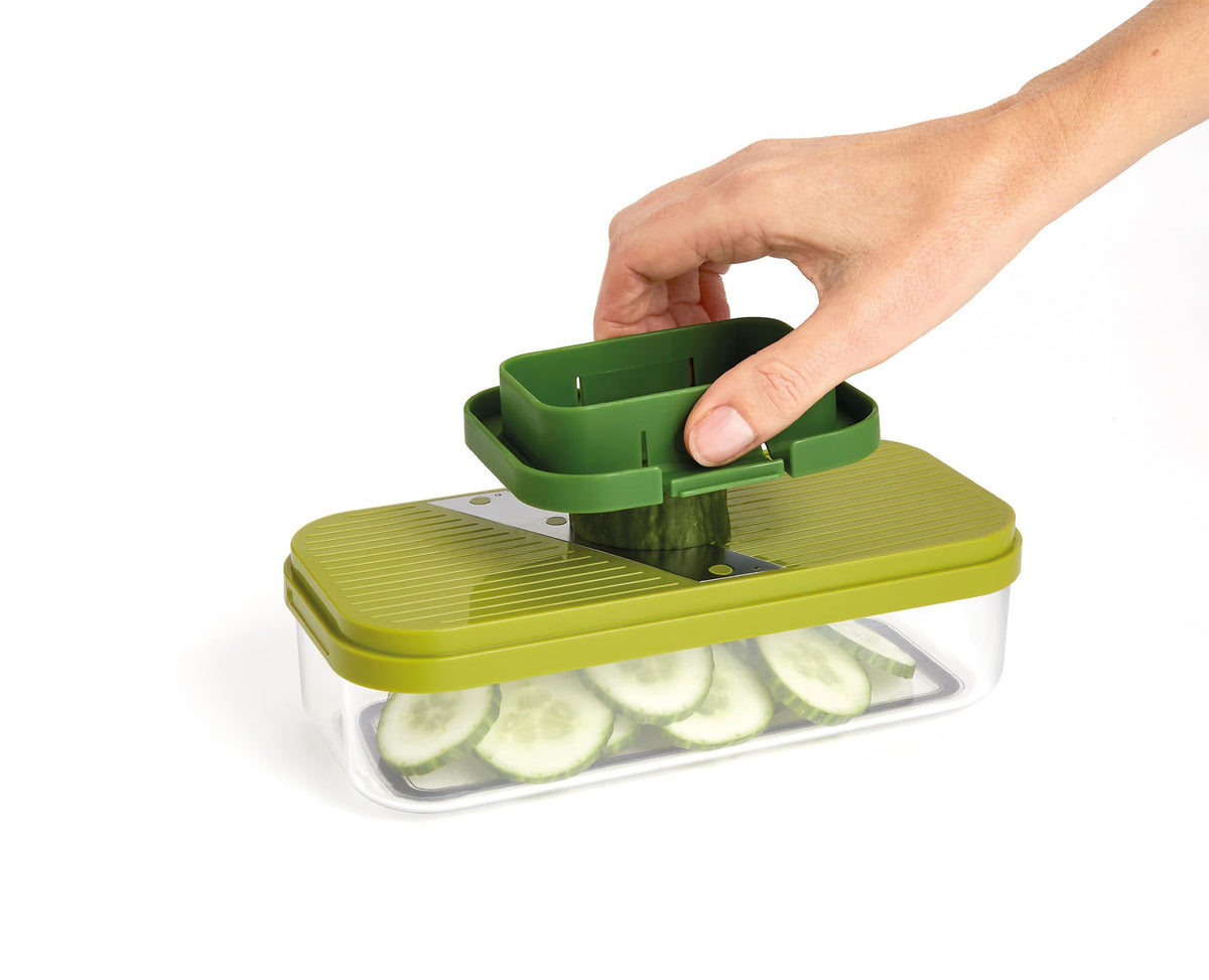Joseph Joseph Multi-Prep base with container ready to collect diced ingredients.