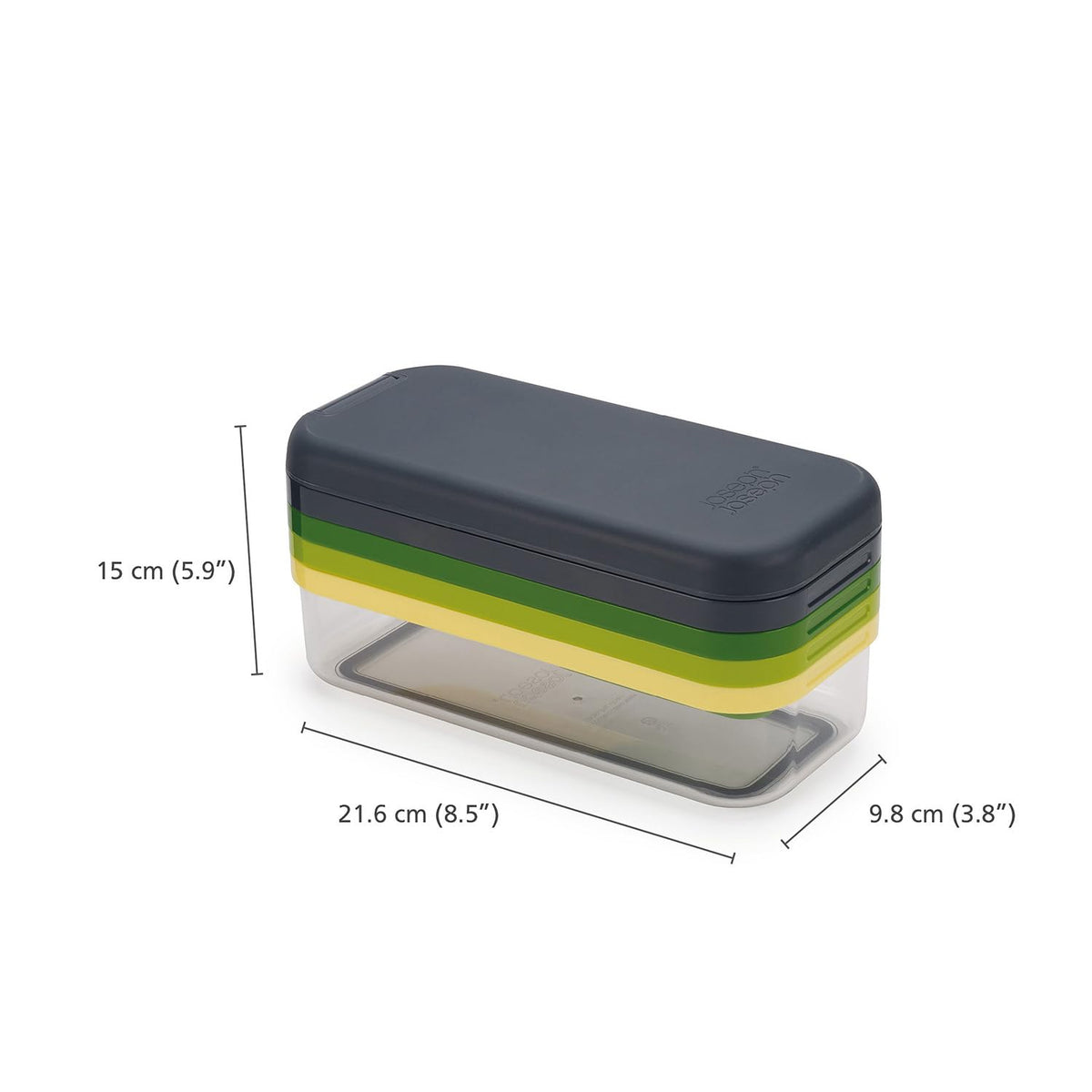 Joseph Joseph Multi-Prep chopper in action demonstrates quick, precise dicing.