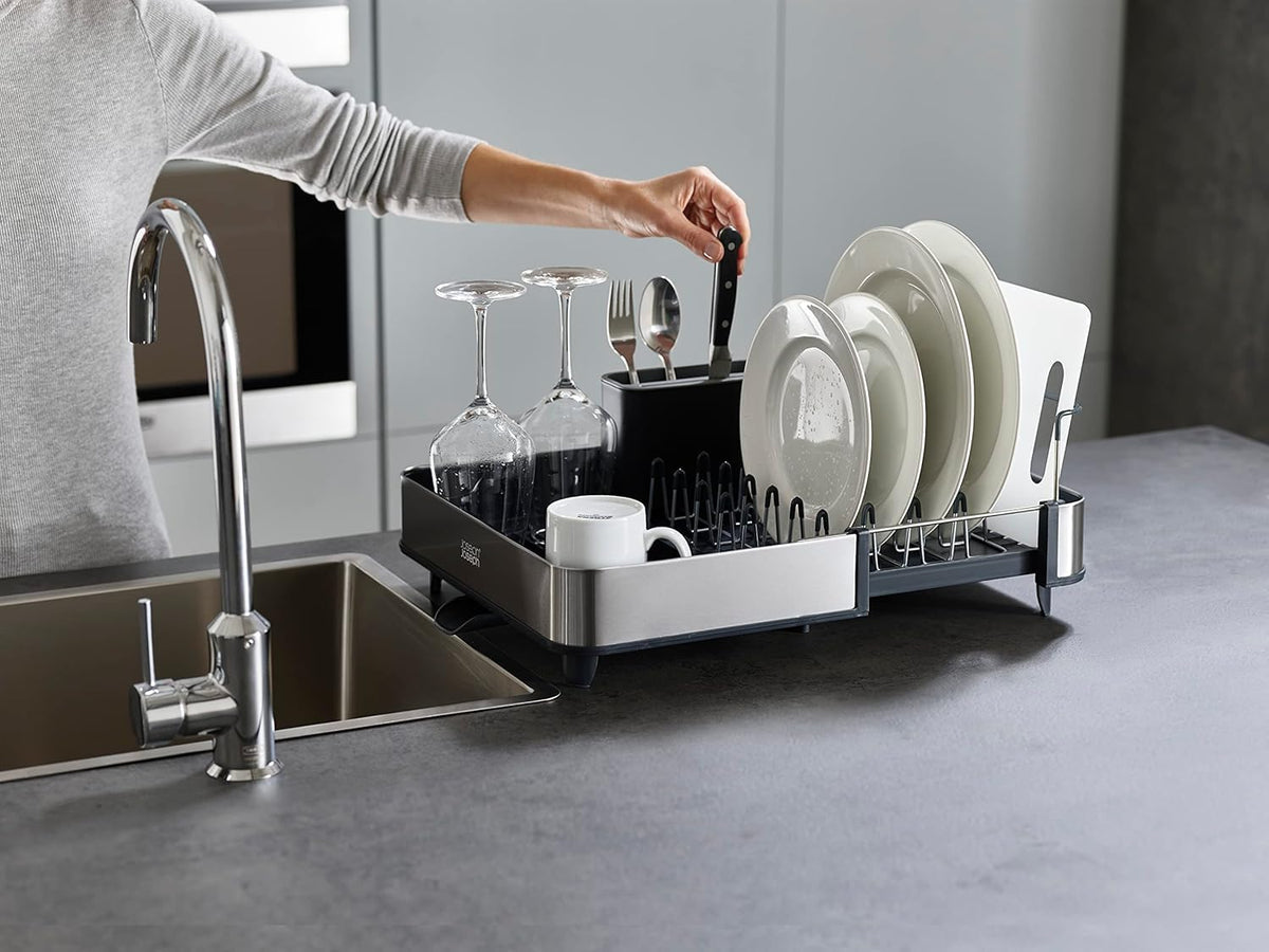 Joseph Joseph stainless steel construction provides rust-resistance.