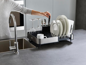 Joseph Joseph stainless steel construction provides rust-resistance.