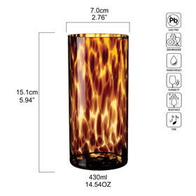 Joseph Sedgh Collection borosilicate 14.54 oz glasses, durable and dishwasher-safe for everyday use.