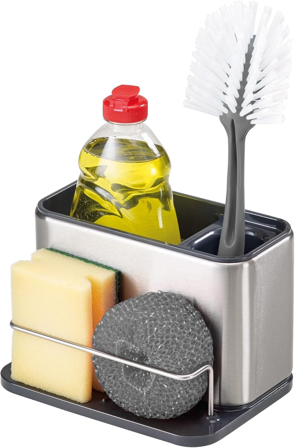 Joseph Joseph Surface Sink Caddy in stainless steel keeps kitchen tools organized nearby.