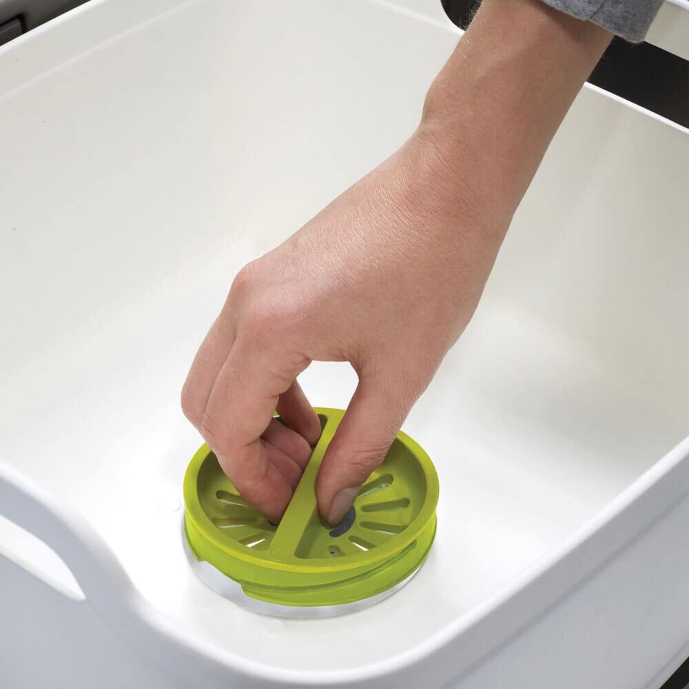 Joseph Joseph Wash & Drain basin with built-in strainer helps separate scraps.