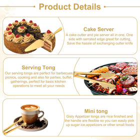 Josjoou gold serving forks with ergonomic grip for buffet service