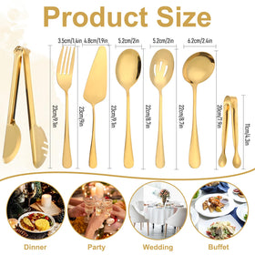 Josjoou gold slotted spoons ideal for salads and pasta with minimal mess