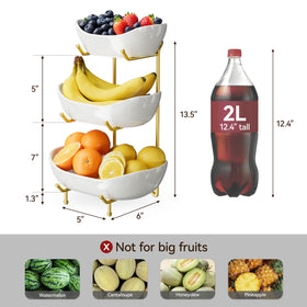 Josmimic ceramic tiered bowl highlights fruit and treats on counters