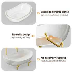 Josmimic gold stand showing anti slip feet keeping bowls securely in place