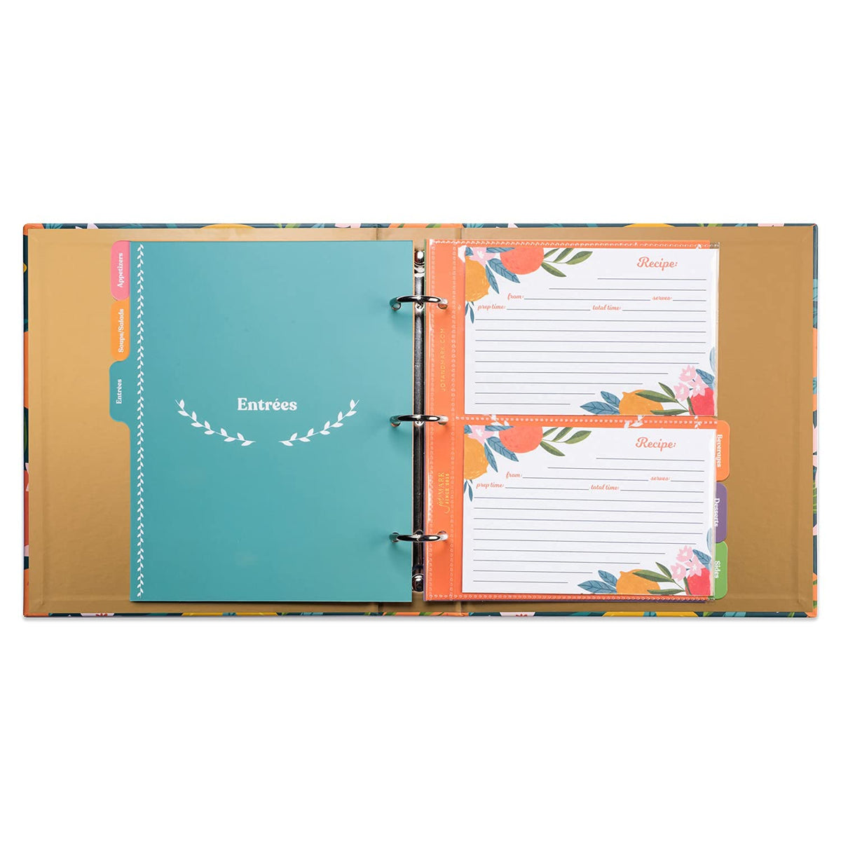 Jot & Mark recipe card holder keeps 4x6 cards tidy in your cookbook.