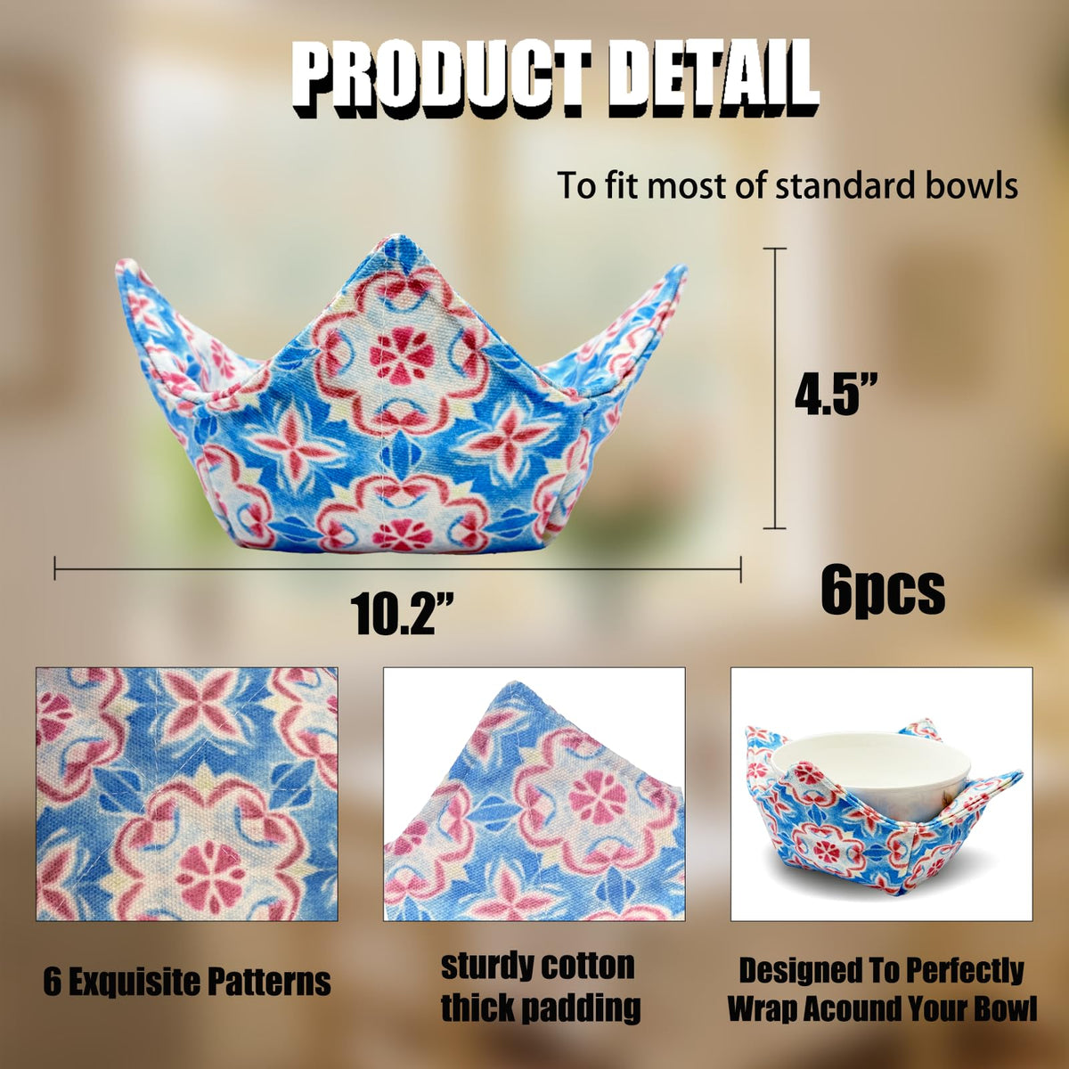 JounLoin microwave-safe bowl cozy used as a hot pad for serving.