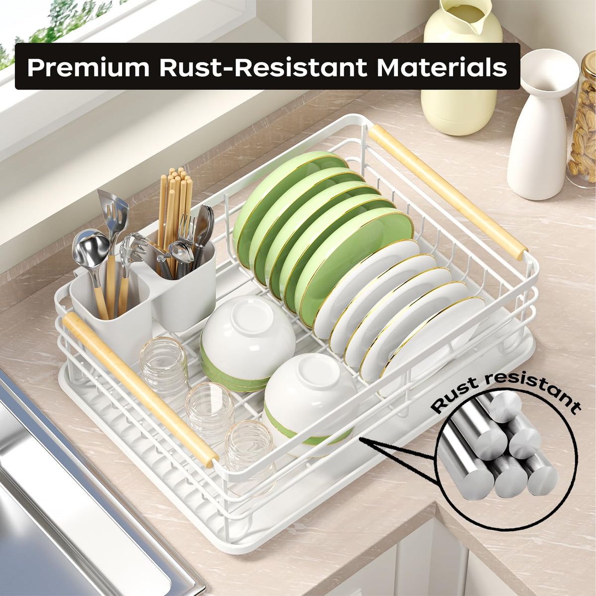 jouzevic dish-drainer with removable water drainboard for easy cleaning