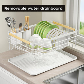 jouzevic no-assembly dish rack ready to use on kitchen counter
