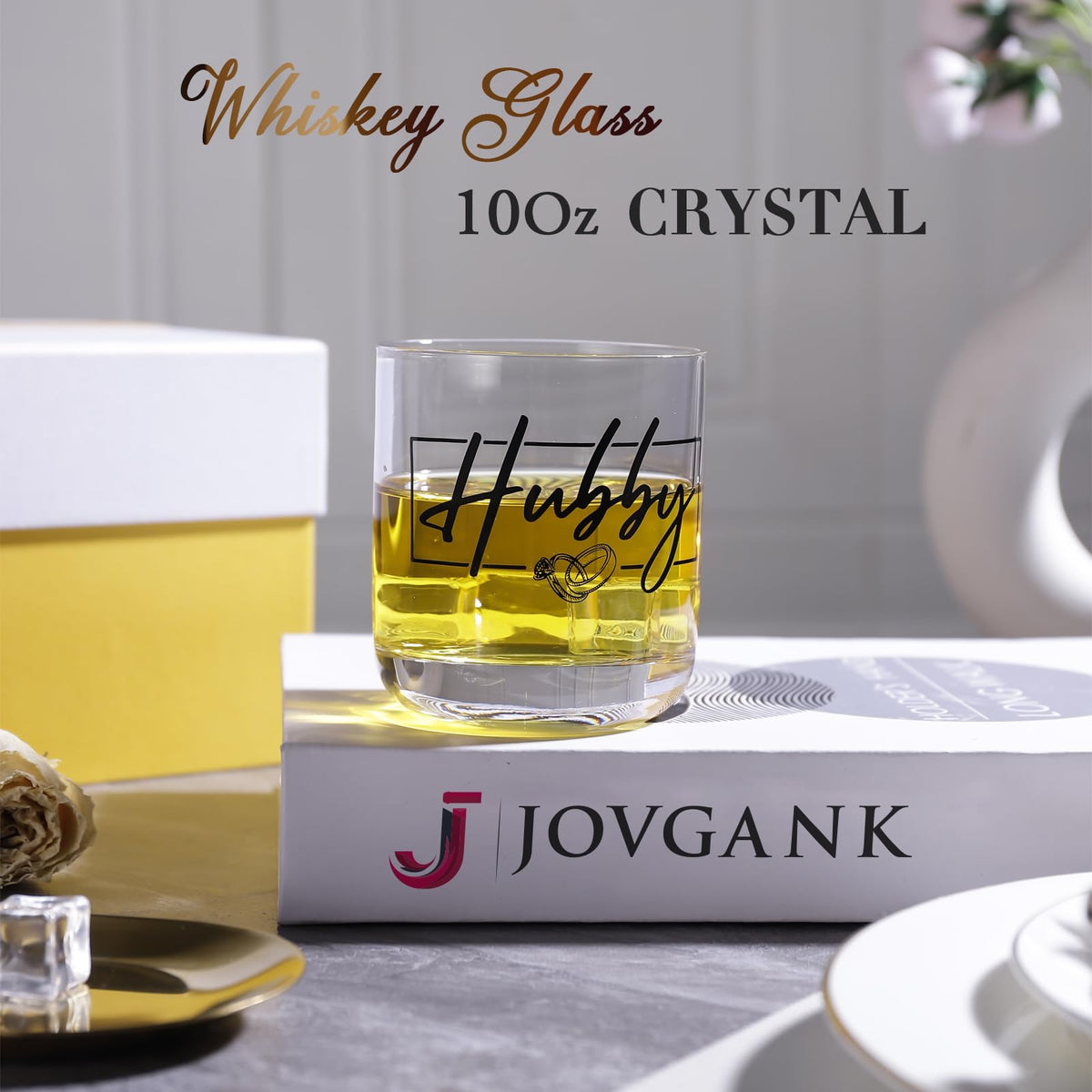 JOVGANK Couple celebration toast with Hubby & Wifey glasses