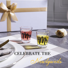 JOVGANK Mr and Mrs shot glasses for wedding toasts and photos