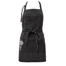 Jowcud Denim Apron front view with adjustable neck strap for a custom fit.