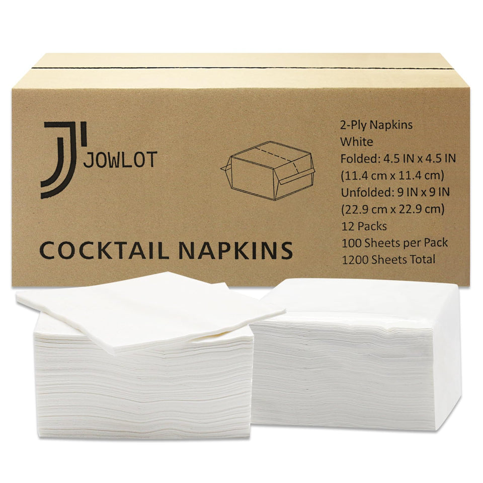 JOWLOT cocktail napkins in a sturdy box for bulk storage