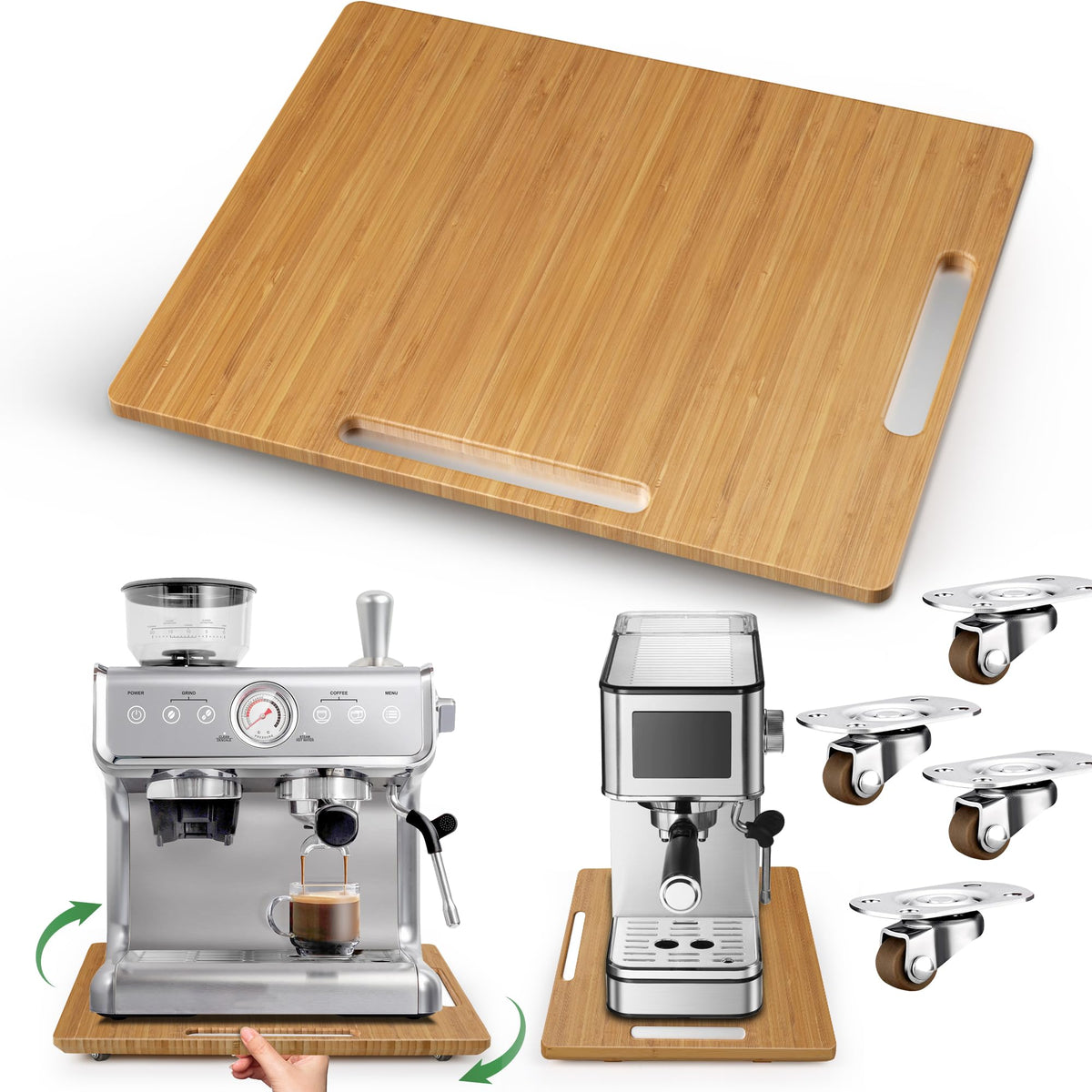 Joy&Grace appliance slider bamboo tray showcasing organized counter space and easy access