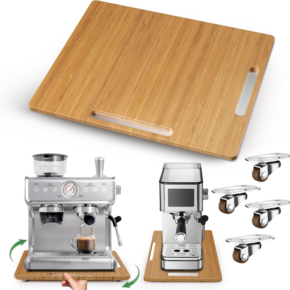 Joy&Grace appliance slider bamboo tray showcasing organized counter space and easy access
