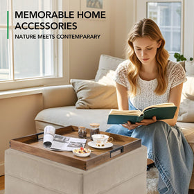 Joy&amp;Grace coffee table tray with 22x22 surface for entertaining.