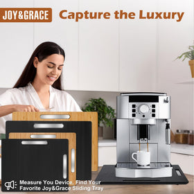 Joy&Grace bamboo tray helps keep countertops organized during cooking.