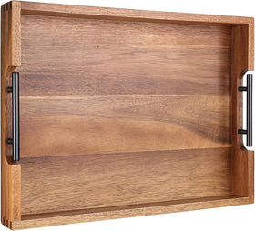 Joy&Grace ottoman tray with acacia wood and large handles for easy serving