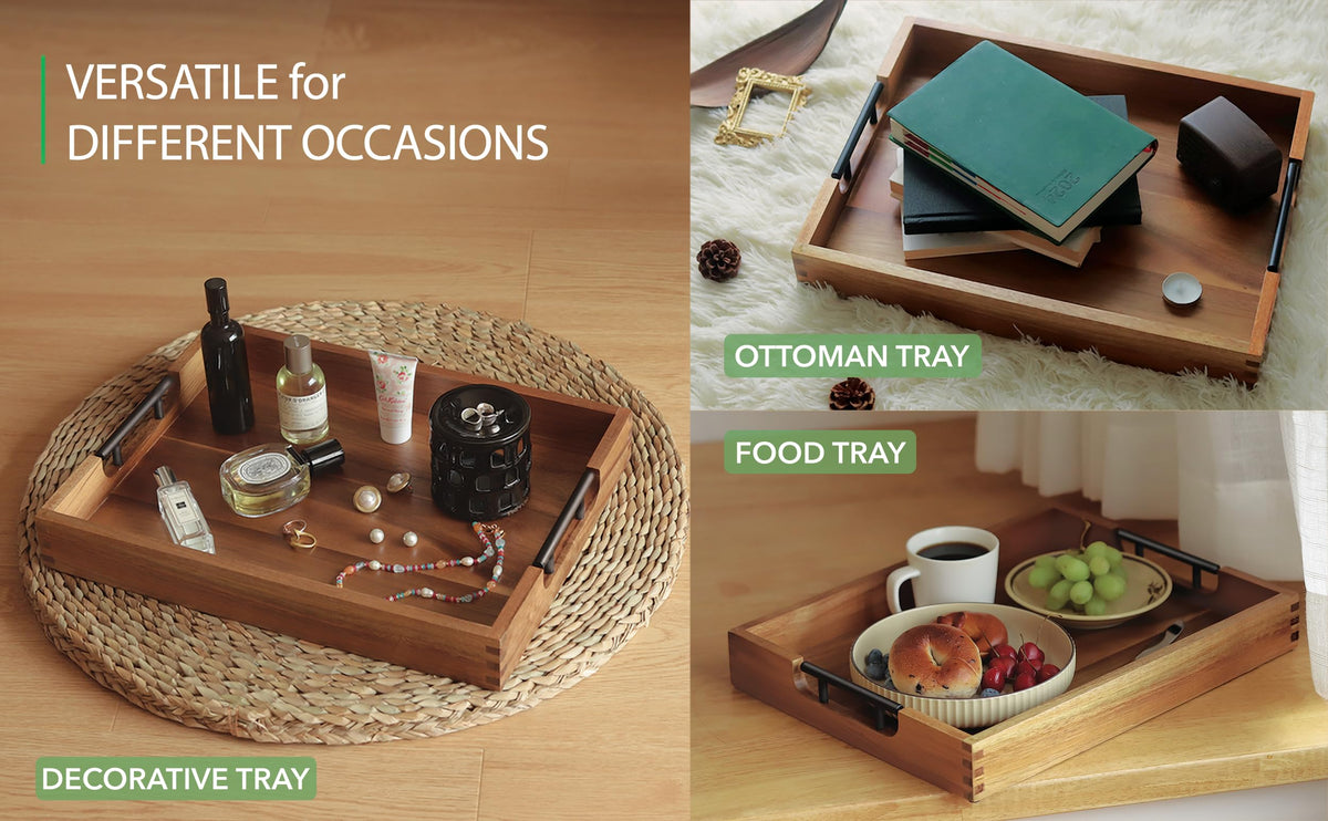 Breakfast-in-bed setup using Joy&Grace ottoman tray