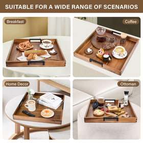 Joy&amp;Grace handcrafted acacia tray with crack-resistant finish.