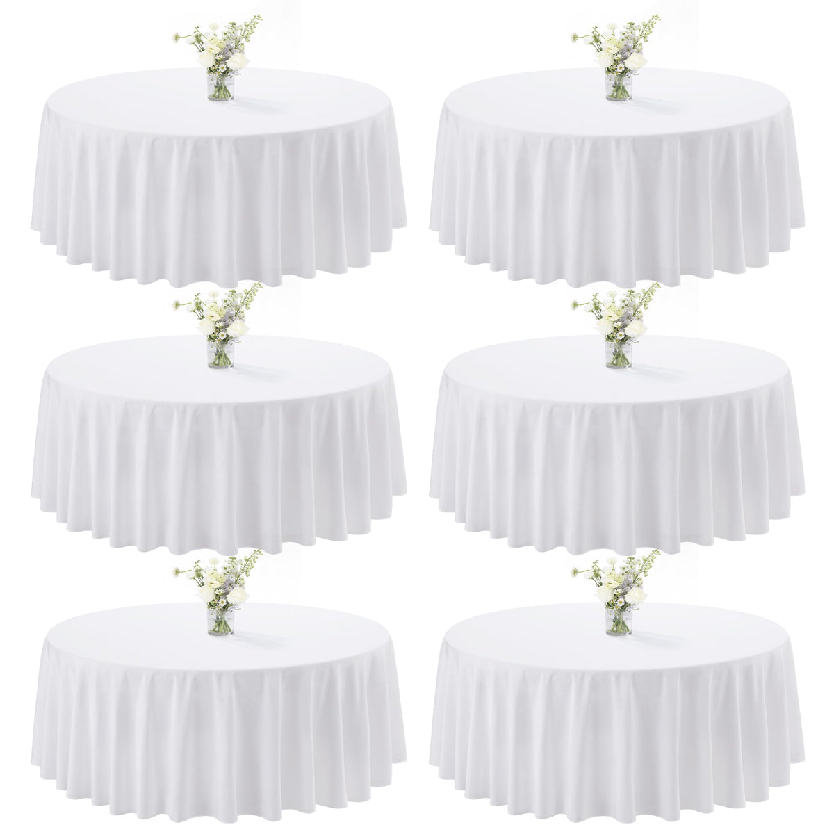 joybest 6-pack round tablecloth, 90 inches white, ideal for weddings and receptions.