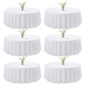 joybest 6-pack round tablecloth, 90 inches white, ideal for weddings and receptions.