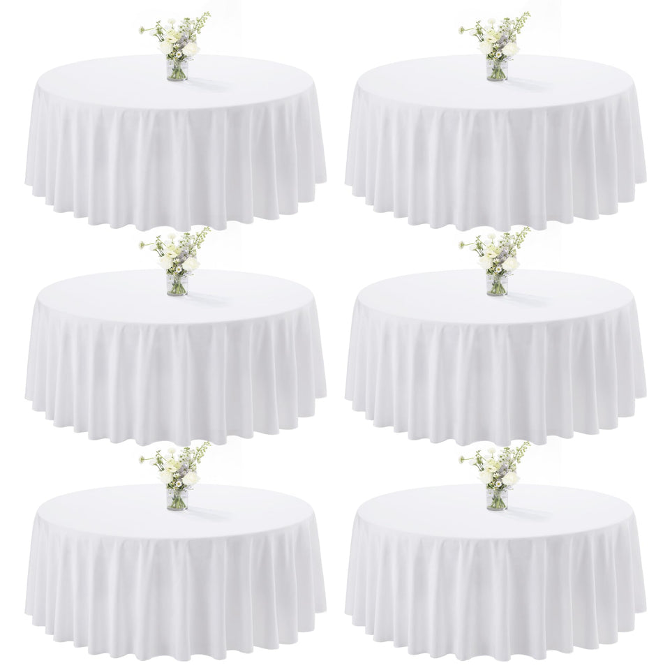 joybest 6-pack round tablecloth, 90 inches white, ideal for weddings and receptions.
