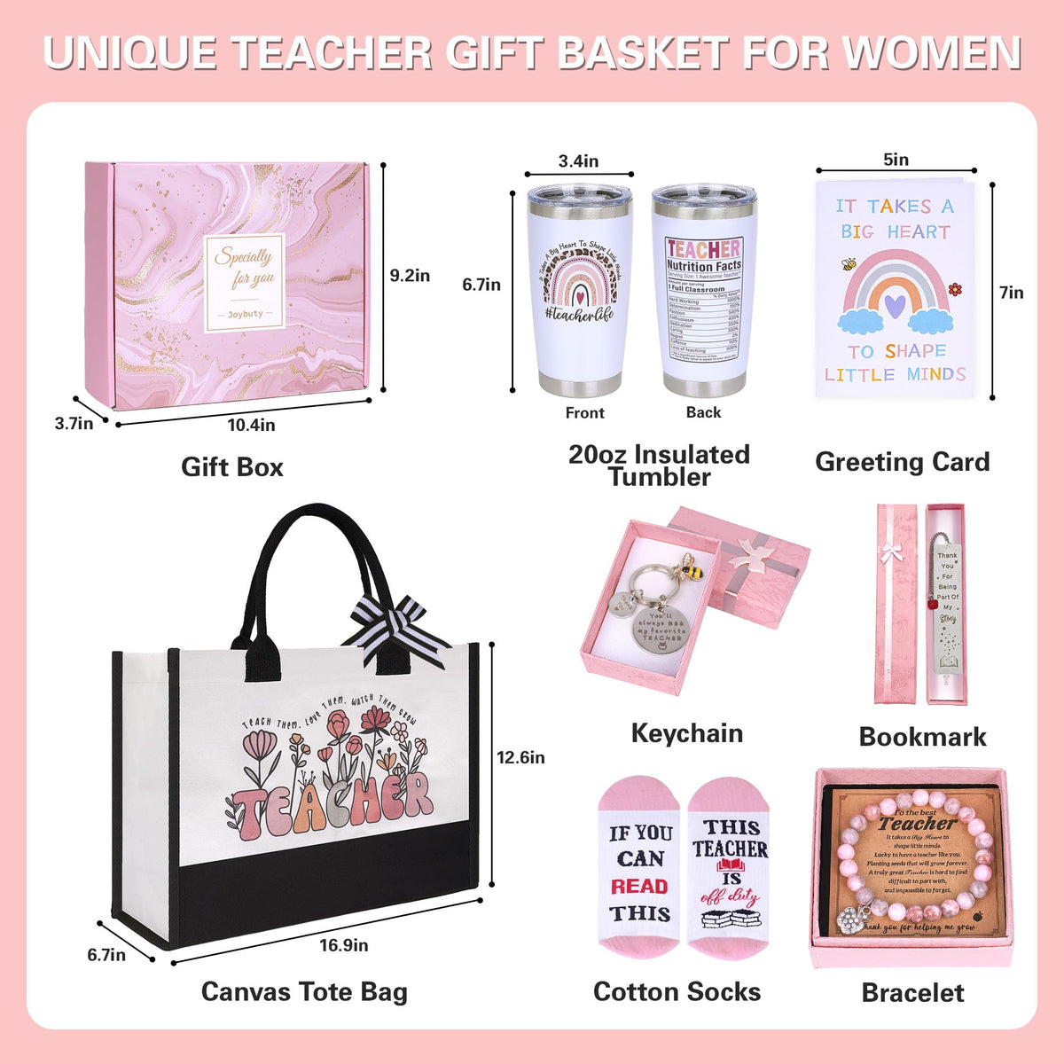 Joybuty canvas tote with teaching quote, ideal for carrying daily classroom essentials.