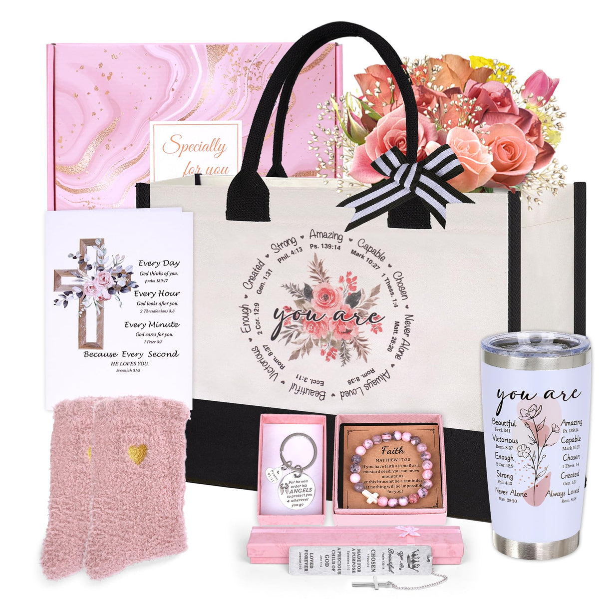 Joybuty Christian tote bag with uplifting art for daily use.