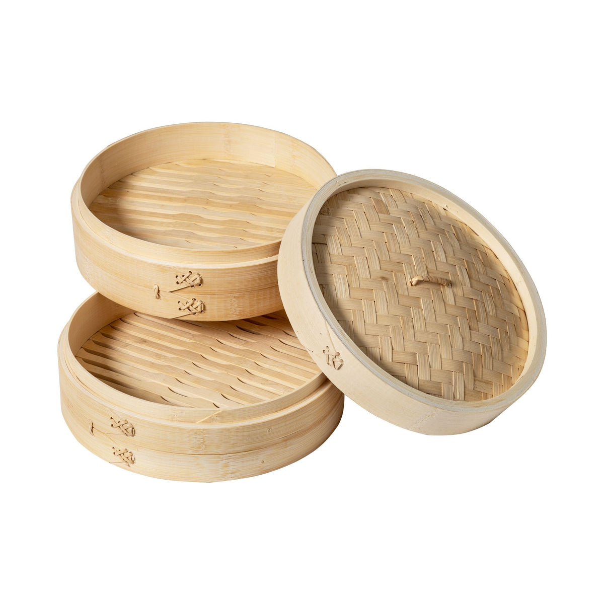 Joyce Chen 2-tier bamboo steamer 10-inch side view for multi-dish steaming