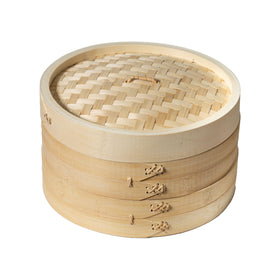 Joyce Chen 2-tier bamboo steamer 10-inch top view for quick, flavorful dumplings