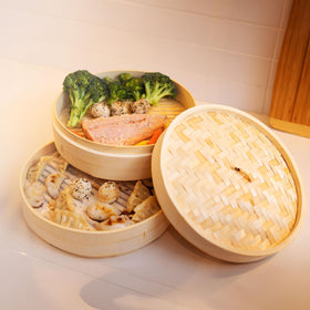 Joyce Chen bamboo steamer vegetables stay crisp and vibrant