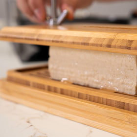 Joyce Chen Bamboo Tofu Press showcases sustainable bamboo construction for durable kitchen tools.