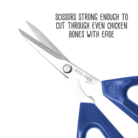 Joyce Chen Original Unlimited Scissors blue handle ideal for kitchen use.