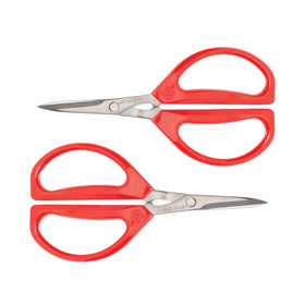 Joyce Chen Original Unlimited Scissors close-up of red handles for comfortable precision.