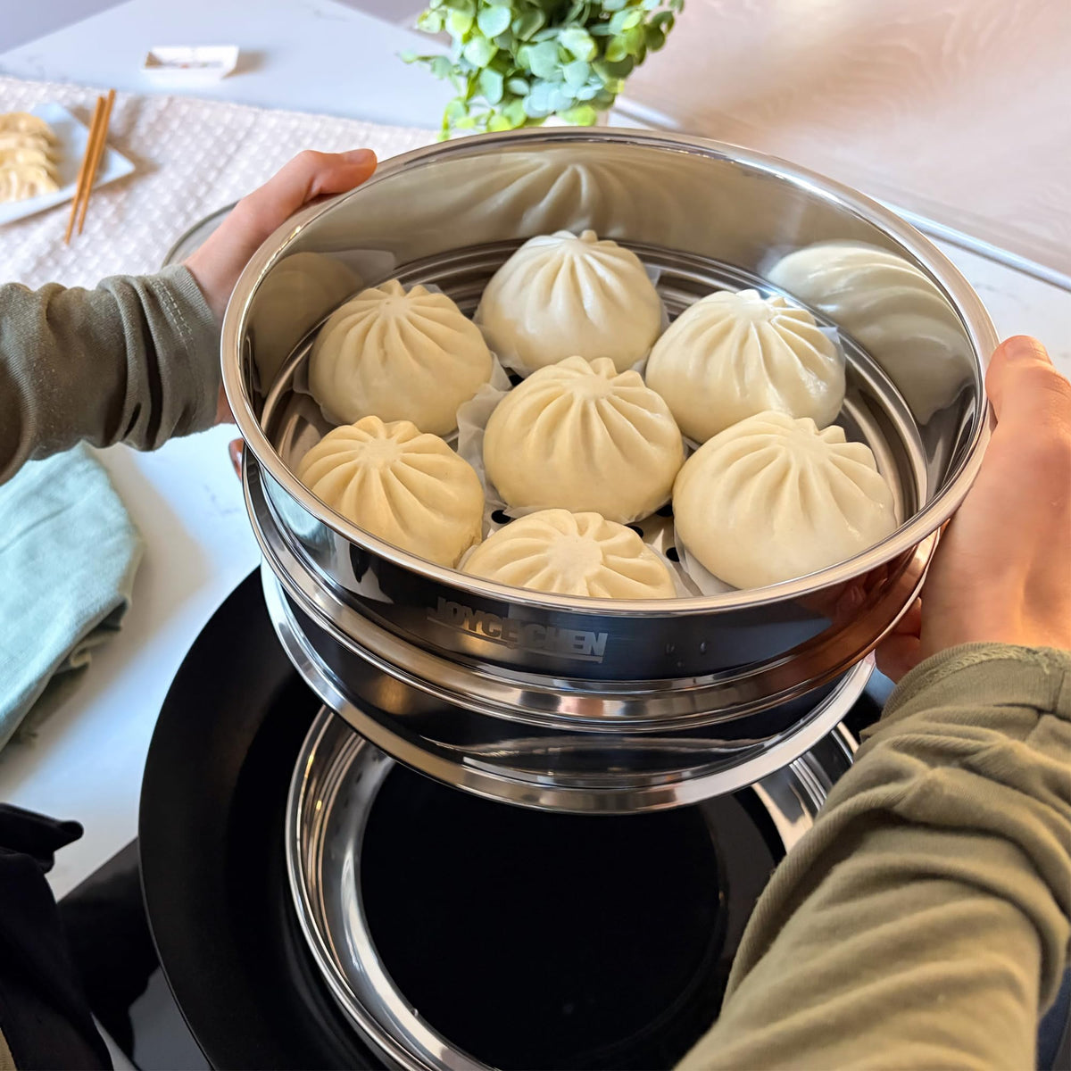 Joyce Chen steamer vegetables and fish steaming to preserve texture.