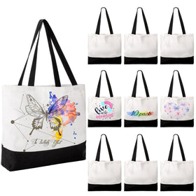 Joyclub 10-pack large canvas tote bags bulk laid out for bulk decorating projects