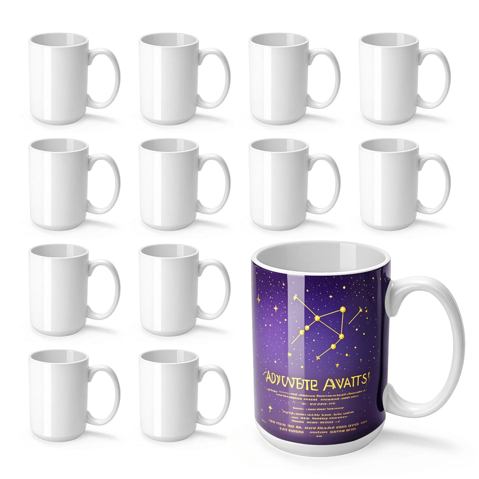Joyclub 12-set sublimation mugs blank 15oz ready for custom designs.